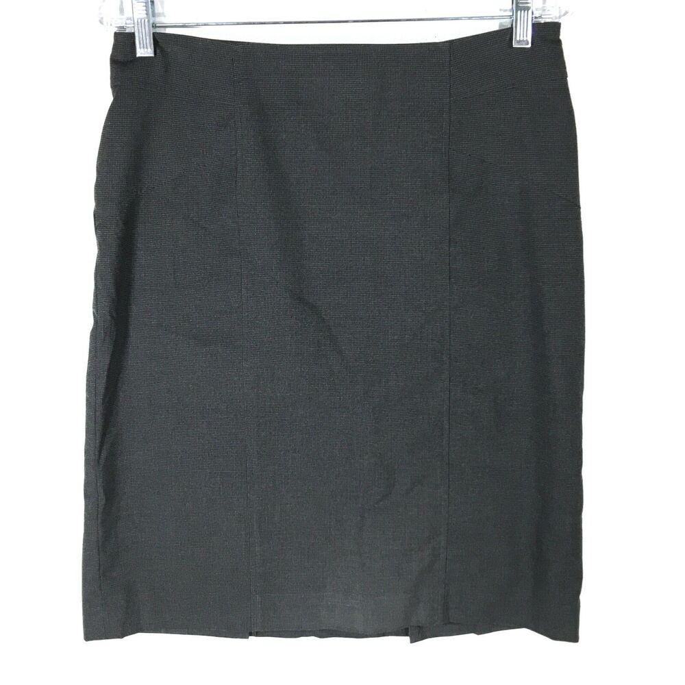 Coldwater Creek Pencil Skirt 6 Gray Micro Check Classic Career Minimalist Office